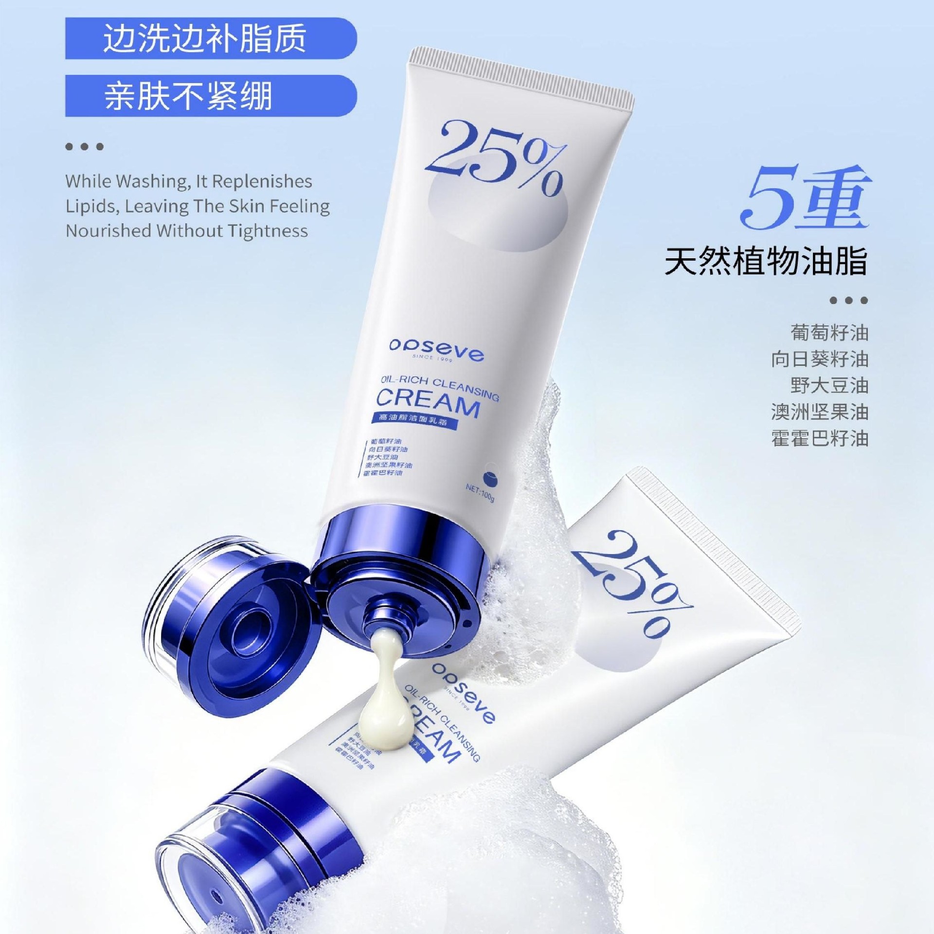 25%高油脂洁面乳霜